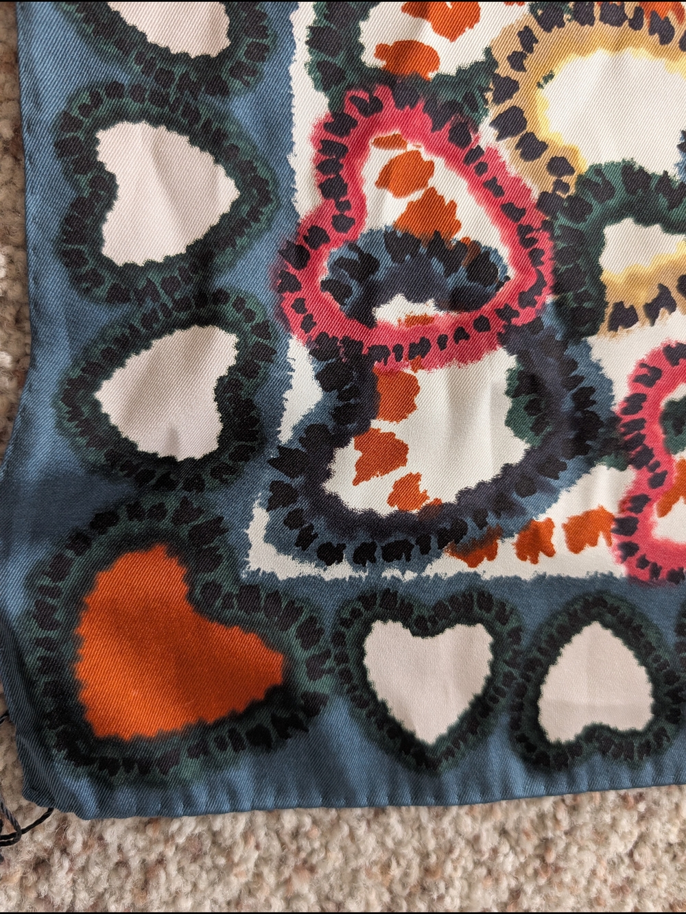 Bimba Y Lola Multicolor Heart Print 20"  Scarf with Charm. New With Tags